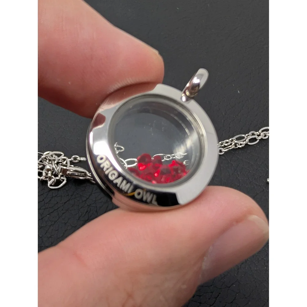 Origami Owl Floating Locket Necklace Set Silver Tone Charms Chicago Cubs Faith
